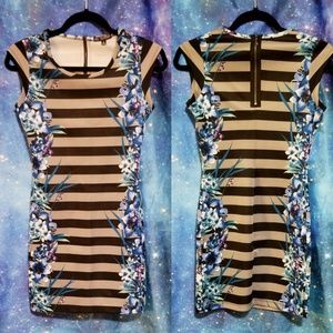 Funky striped floral scuba dress